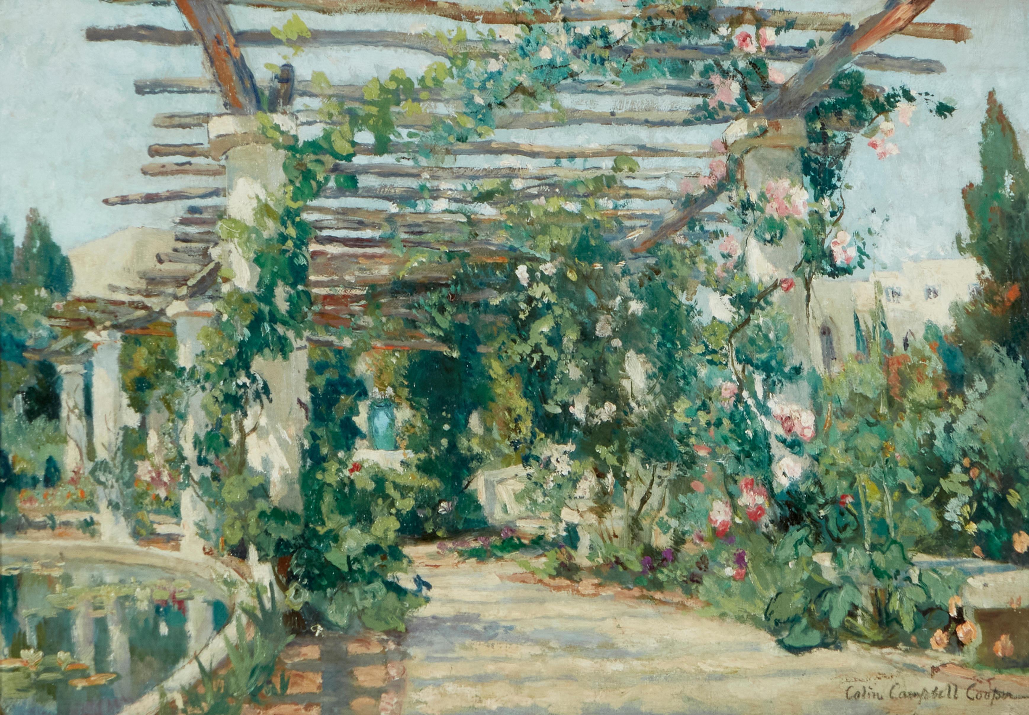 Artwork by Colin Campbell Cooper, Summer Veranda, Made of oil on canvas