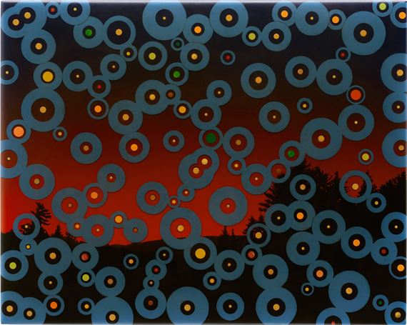 Blue Circles before Blowdown by Fred Tomaselli, Executed in 1997