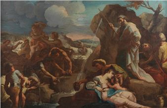 Moïse fait jaillir de l'eau du rocher
Moses striking the rocks - Liborio Riccio