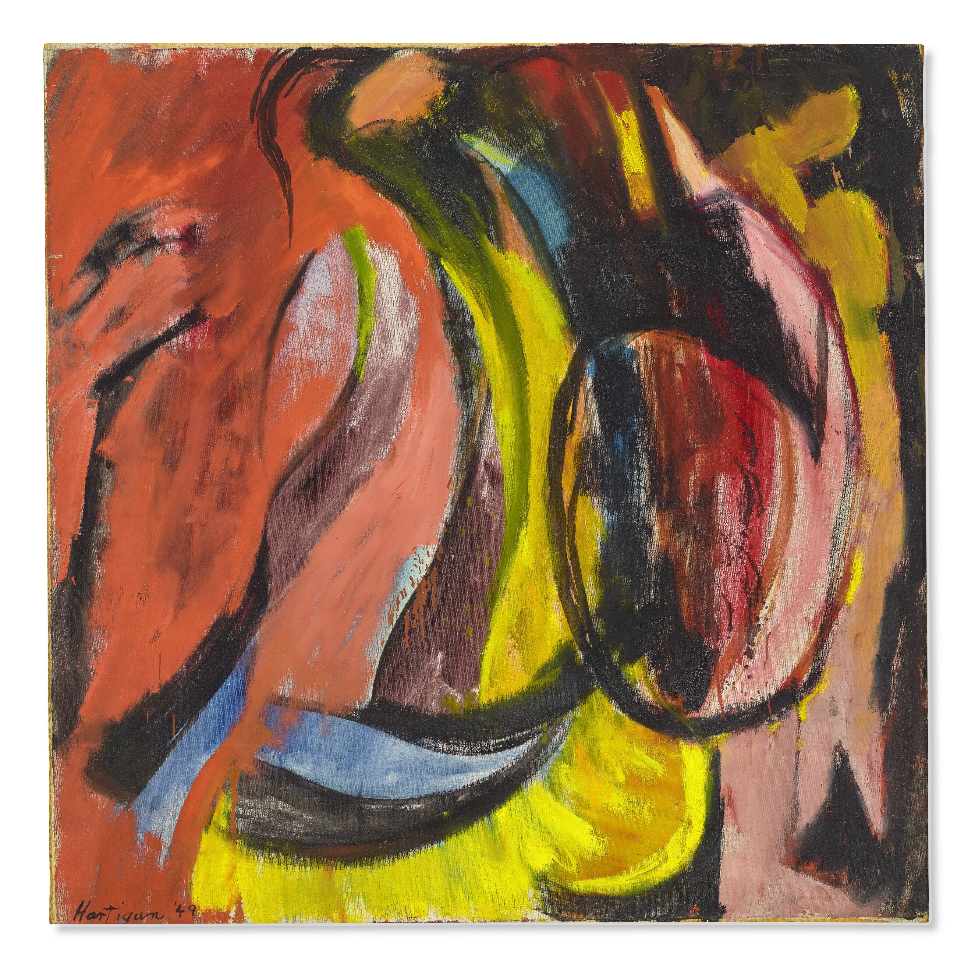 Artwork by Grace Hartigan, Mexican Dancers, Made of oil on canvas