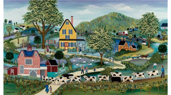 Cows Crossing the Road by Janet Munro, 1984