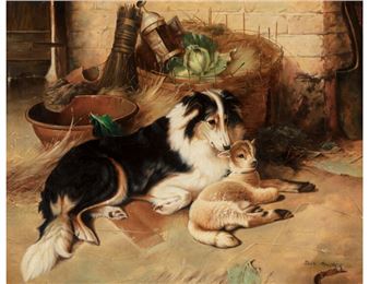 Shepherd dog with a lamb - Bob Meyer