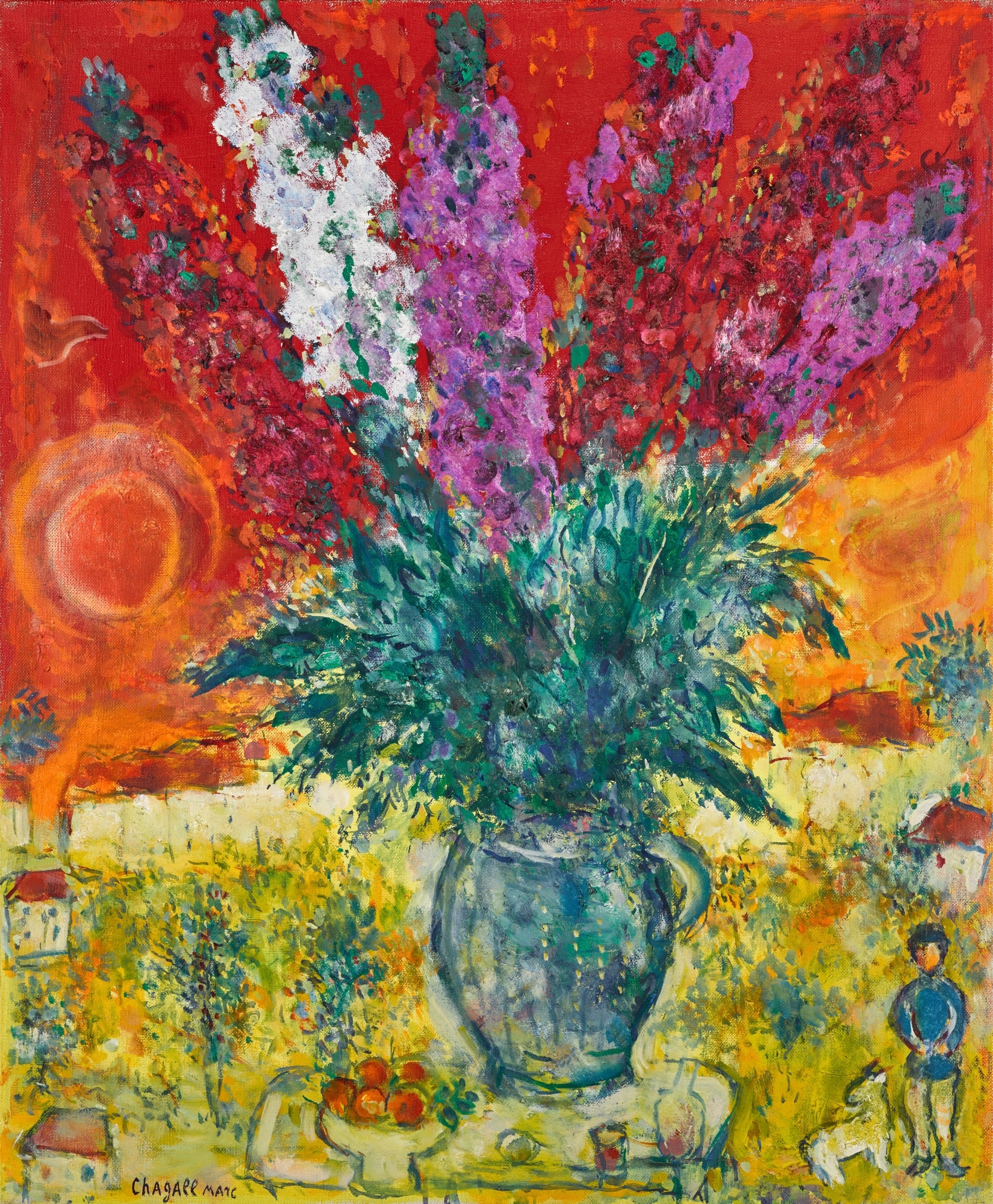 Artwork by Marc Chagall, Bouquet de giroflées, Made of oil, tempera and gouache on canvas