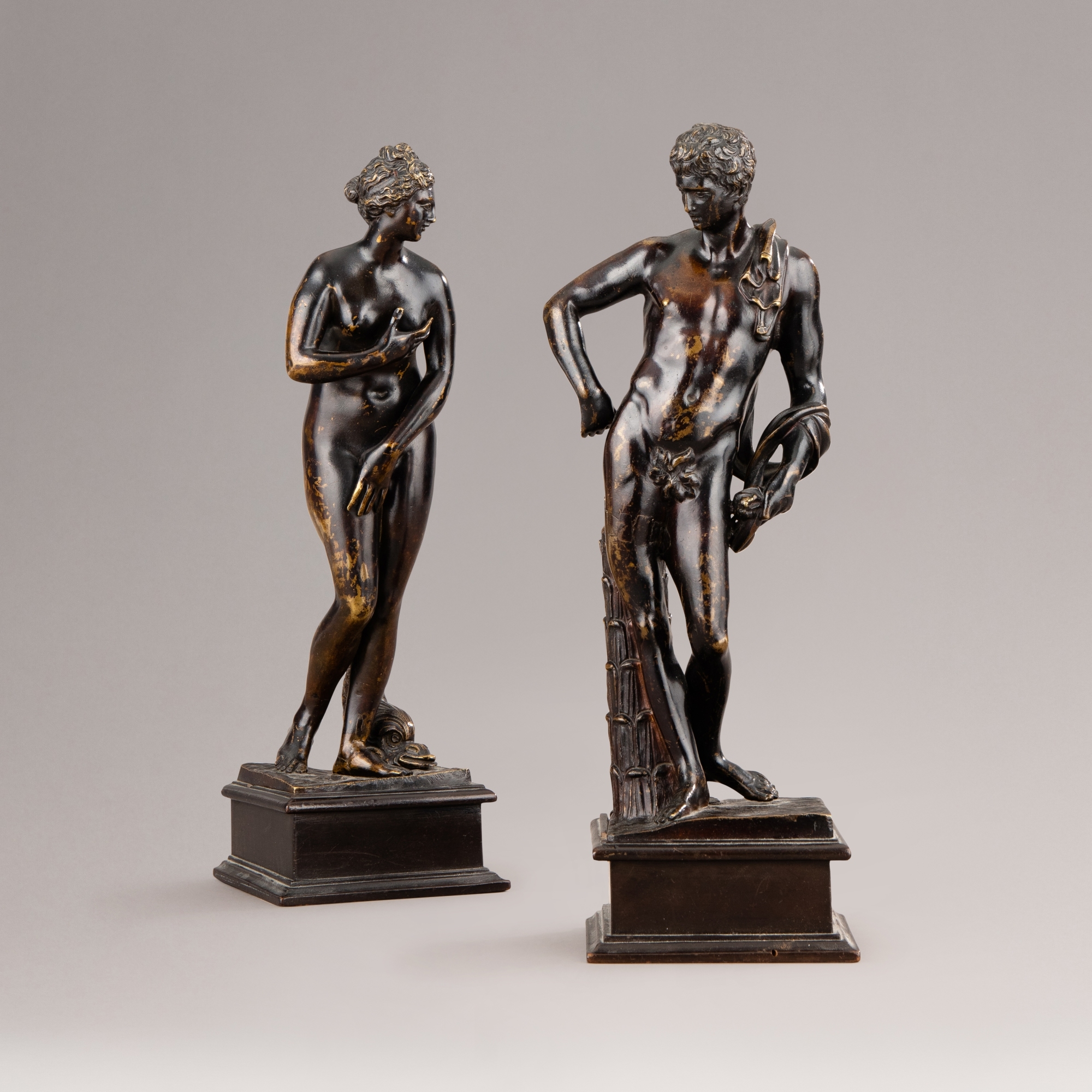 Artwork by French School, 18th Century, Vénus pudique & Antinoüs, Made of bronzes, brown patina