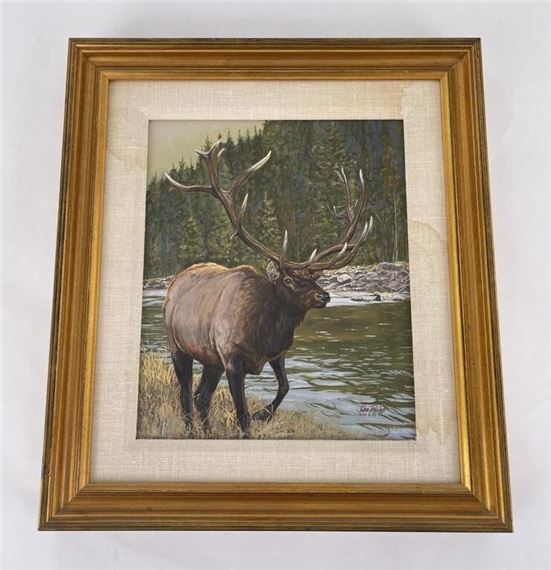 John R. Phelps | John Phelps 'River Bottom Bull' Painting (1988 ...