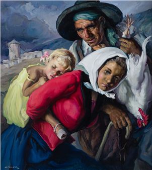 Familia con gallo - Emilio Molina Nunez