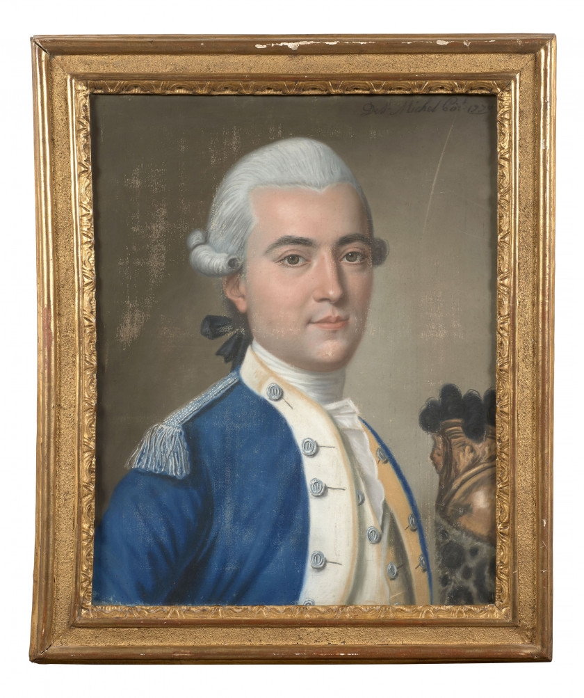 Artwork by Joseph de Saint-Michel, Joseph, chevalier de SAINT-MICHEL Actif entre  et 1790Portrait d'un officier de Hussard, Made of Pastel