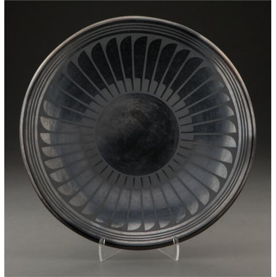 A San Ildefonso Blackware Plate by Maria Montoya Martinez, Popovi Da, circa 1966
