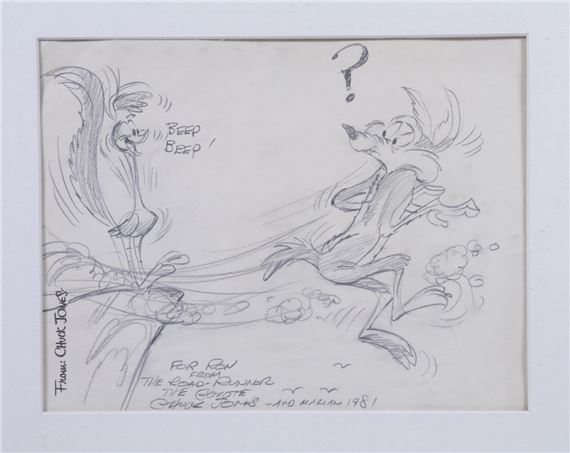 Chuck Jones | Original Cartoon Drawing in pencil of the Roadrunner 