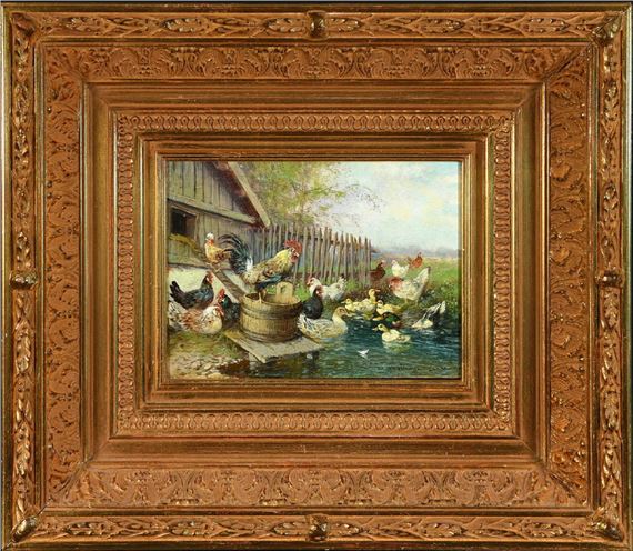 Max Hänger | Hühner und Enten am Wasser | MutualArt