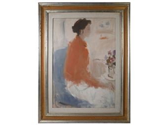 Woman with flowers - Angiolo Liverini