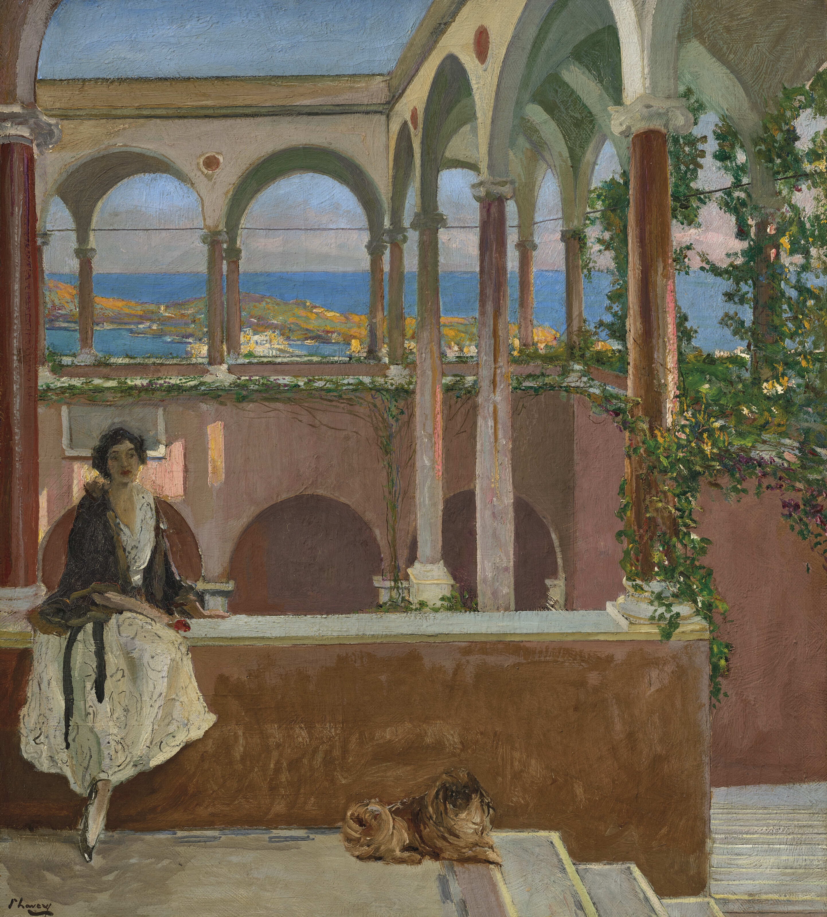 Artwork by John Lavery, A Villa on the Riviera, Made of oil on canvas