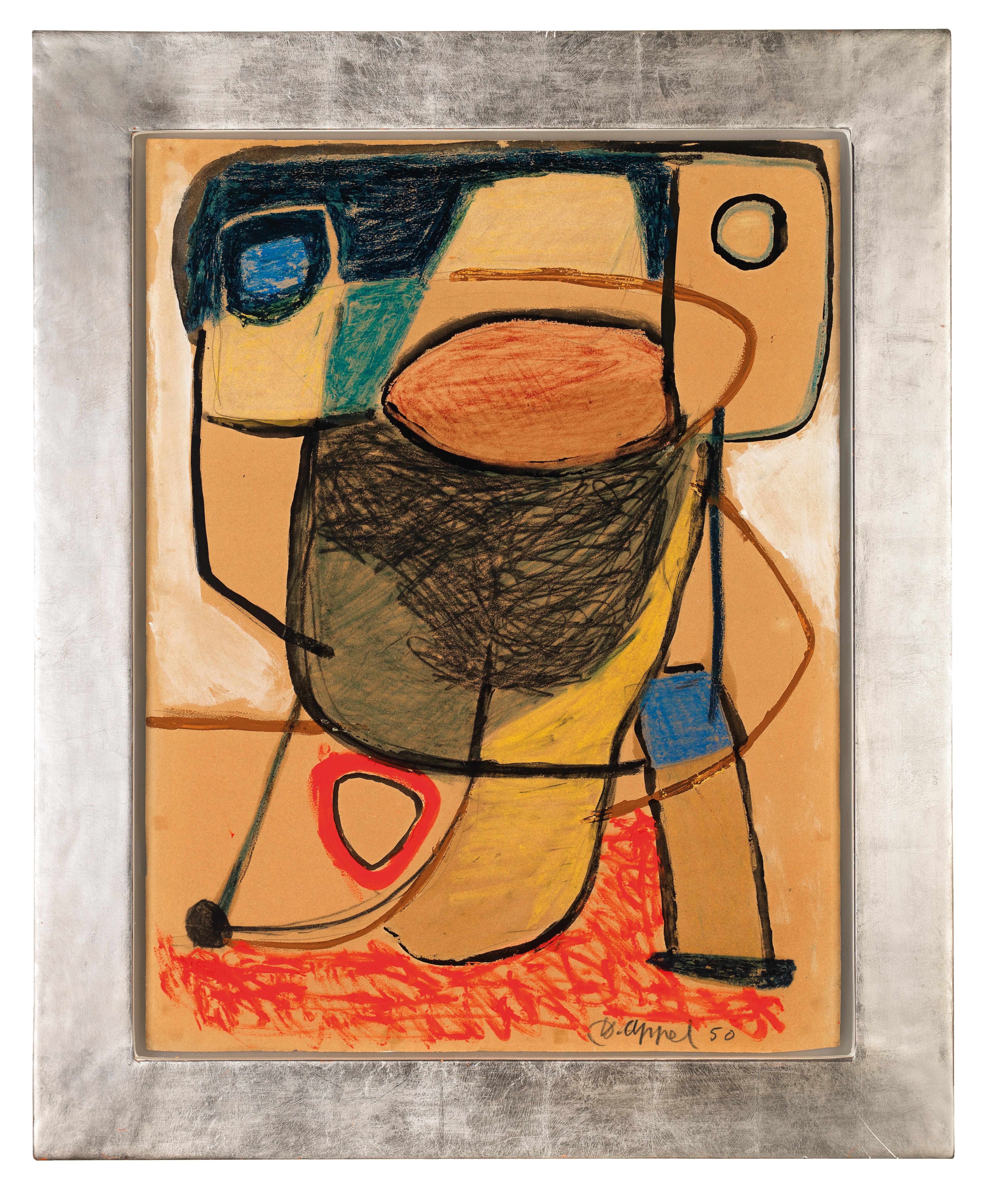 Artwork by Karel Appel, Untitled, Made of mixed media on brown paper