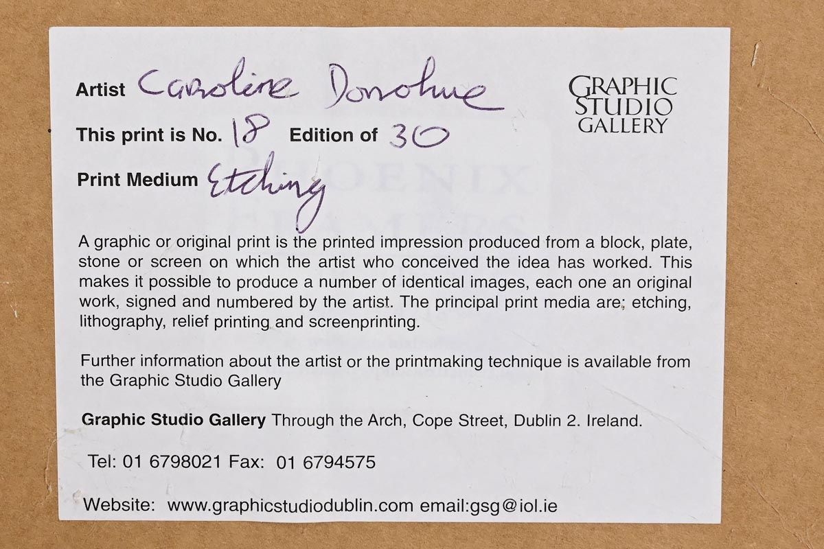 Artwork by Caroline Donohue, Longing in All that Lasts (2008), Made of limited edition etching - numbered 18 from an edition of 30