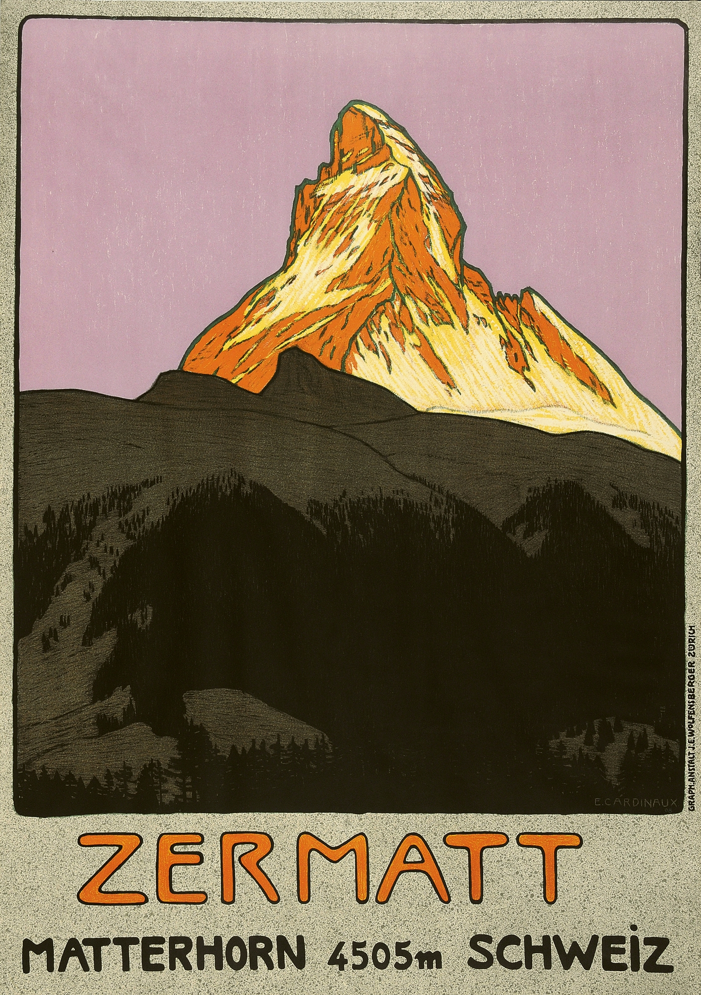 Artwork by Emil Cardinaux, Zermatt, Made of Lithograph