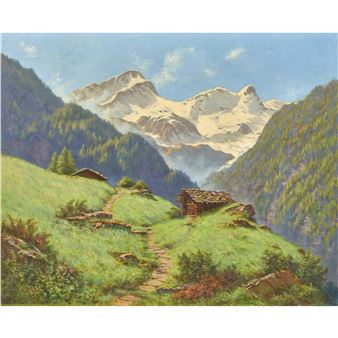 Berglandschaft - Samuel Albert Blau