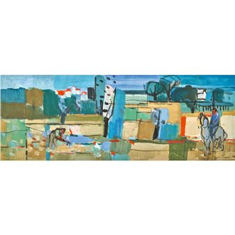 Landschaft mit Feldarbeiter und Reiter - Jacques Düblin