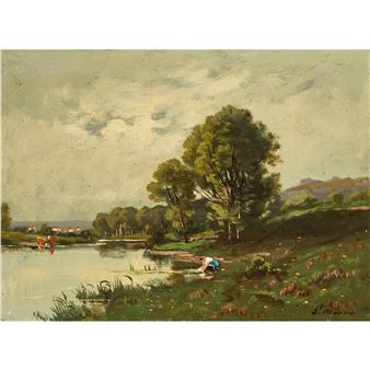 Wäscherinnen am Fluss - Henri Saint-Meuris