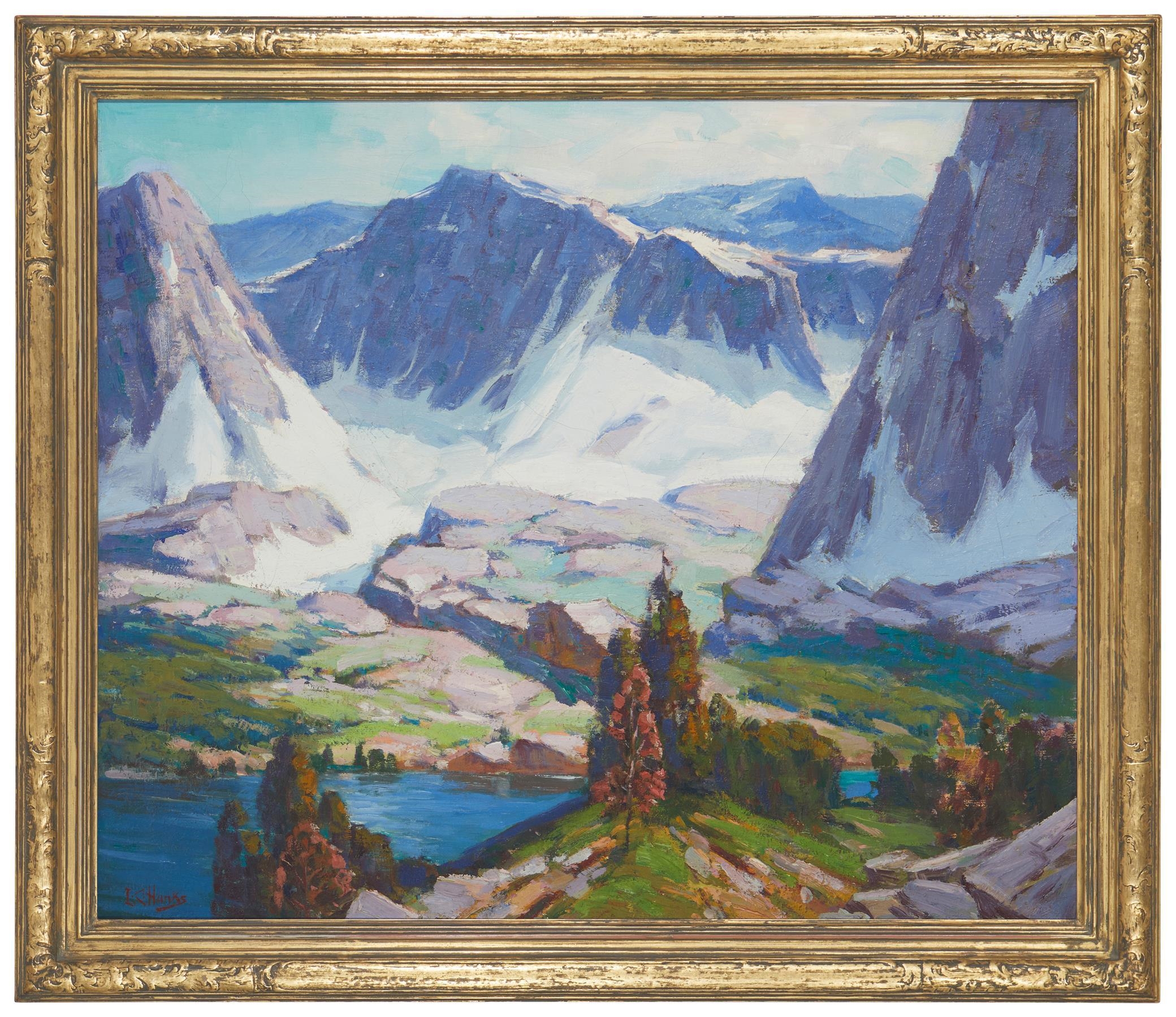 Artwork by Lou C. Hanks, "Long Lake, High Sierras", Made of Oil on canvas
