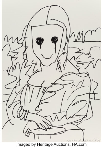 Madsaki Coffee Break Drawing Of Mona Lisa Print (Signed,