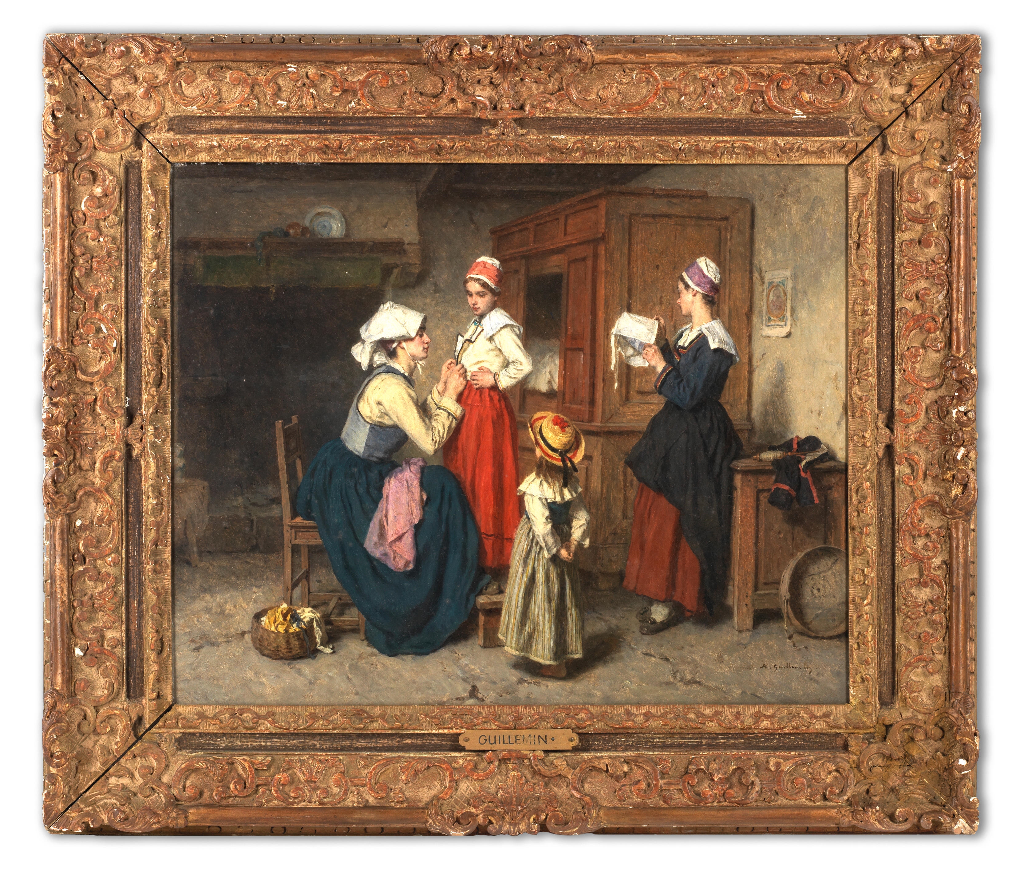 Artwork by Alexandre-Marie Guillemin, The fitting, Made of oil on panel