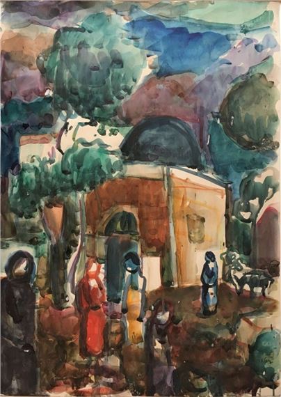Aharon Giladi | Figure in a Landscape (1959) | MutualArt