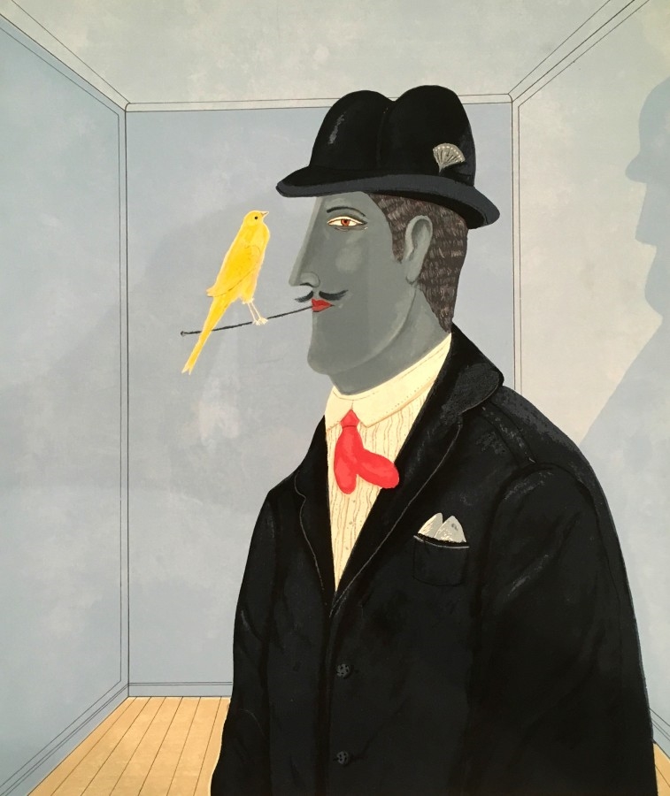 Artwork by Benny Levy, Man and Bird, Made of Lithograph