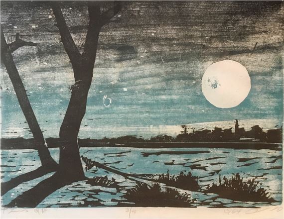 Jacob Pins | Landscape (with a Moon) (1964) | MutualArt