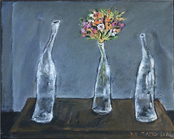 Three Bottles and Flowers