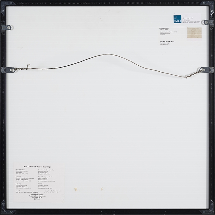 Artwork by Alex Colville, Study for Nude and Dummy, Made of graphite on paper