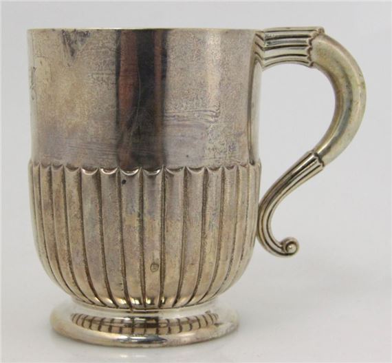 A Victorian silver christening mug by John Barnard, 1889