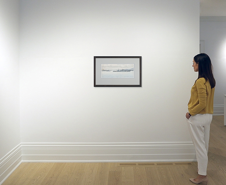 Artwork by Alex Colville, Italian Cruiser in Naples Harbour, Made of watercolour on paper