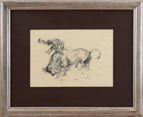 Artwork by Massimo Quaglino, Rodeo, Made of charcoal on paper