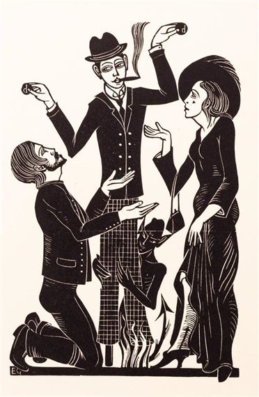 Eric Gill (1882-1940)/The Purchaser (1915)/Dumb Driven Cattle (1915)/Xenia Noelle Lowinsky (1924)/Slaughter of the Innocents (1914)/four wood engravings from the 1929 publication of Gills' works by Douglas Cleverdon/cream wove paper by Eric Gill, 1929