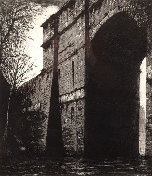 John Howard (born 1958)/Birmingham Canal - West Smethwick/signed and dated 1991/drypoint etching by John Howard, 1991