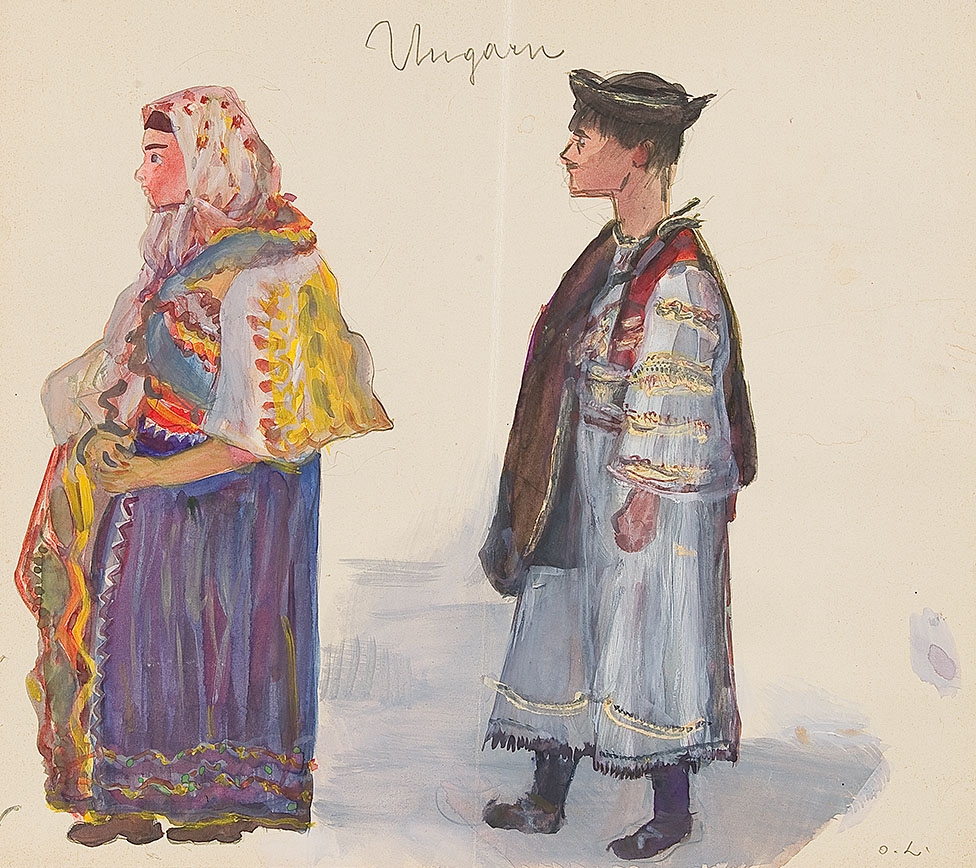 Peasant pair in Hungarian costume by Oskar Laske