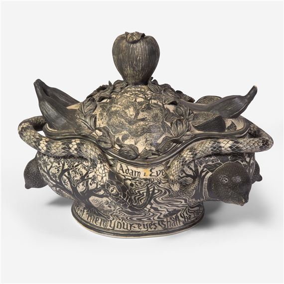 "Adam & Eve" Sgraffito Decorated Tureen, USA, 1992 by David Regan, 1992