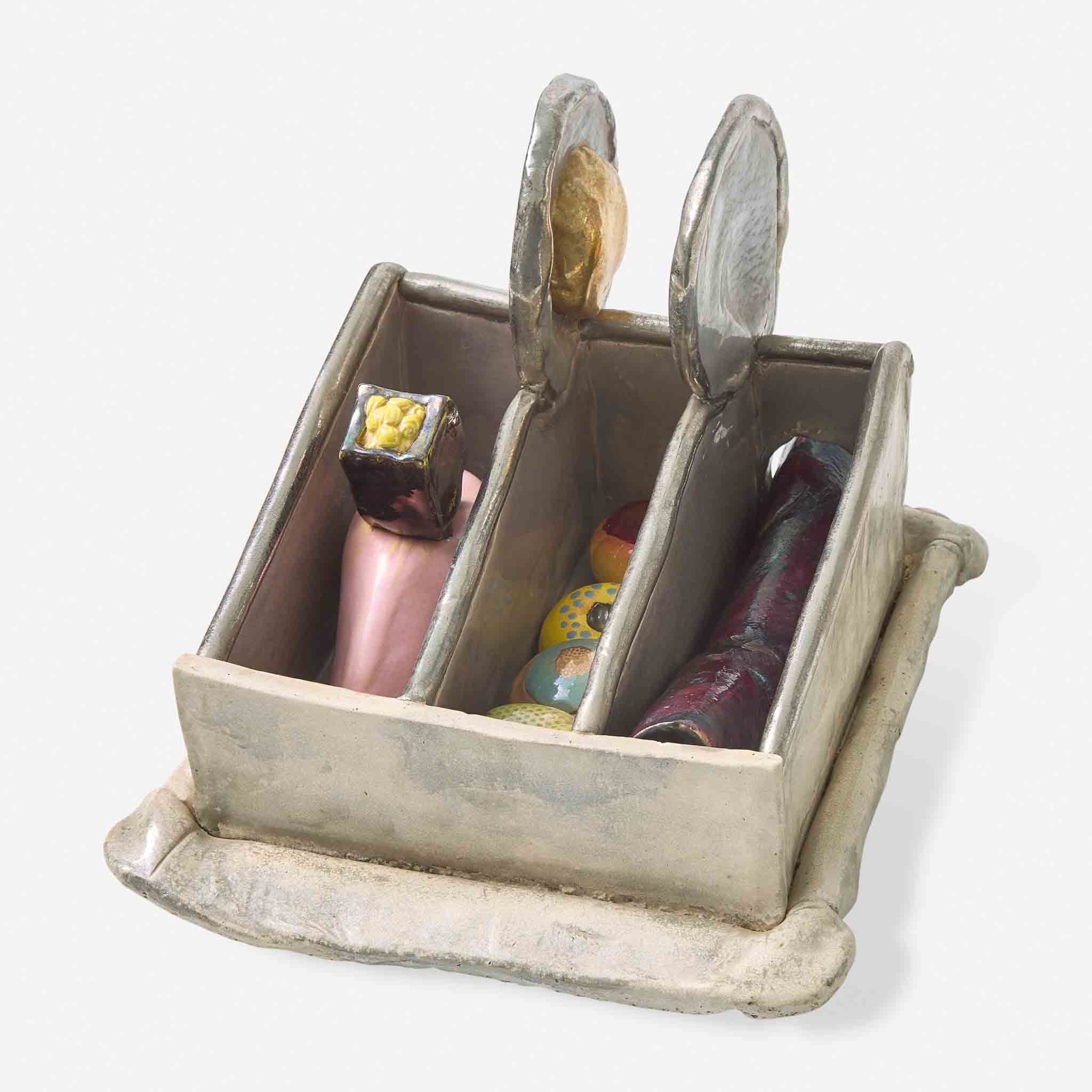 Artwork by Jackie Rice, Painted Ceramic Biscuit Box, USA, circa late 1960s, Made of Painted and glazed earthenware