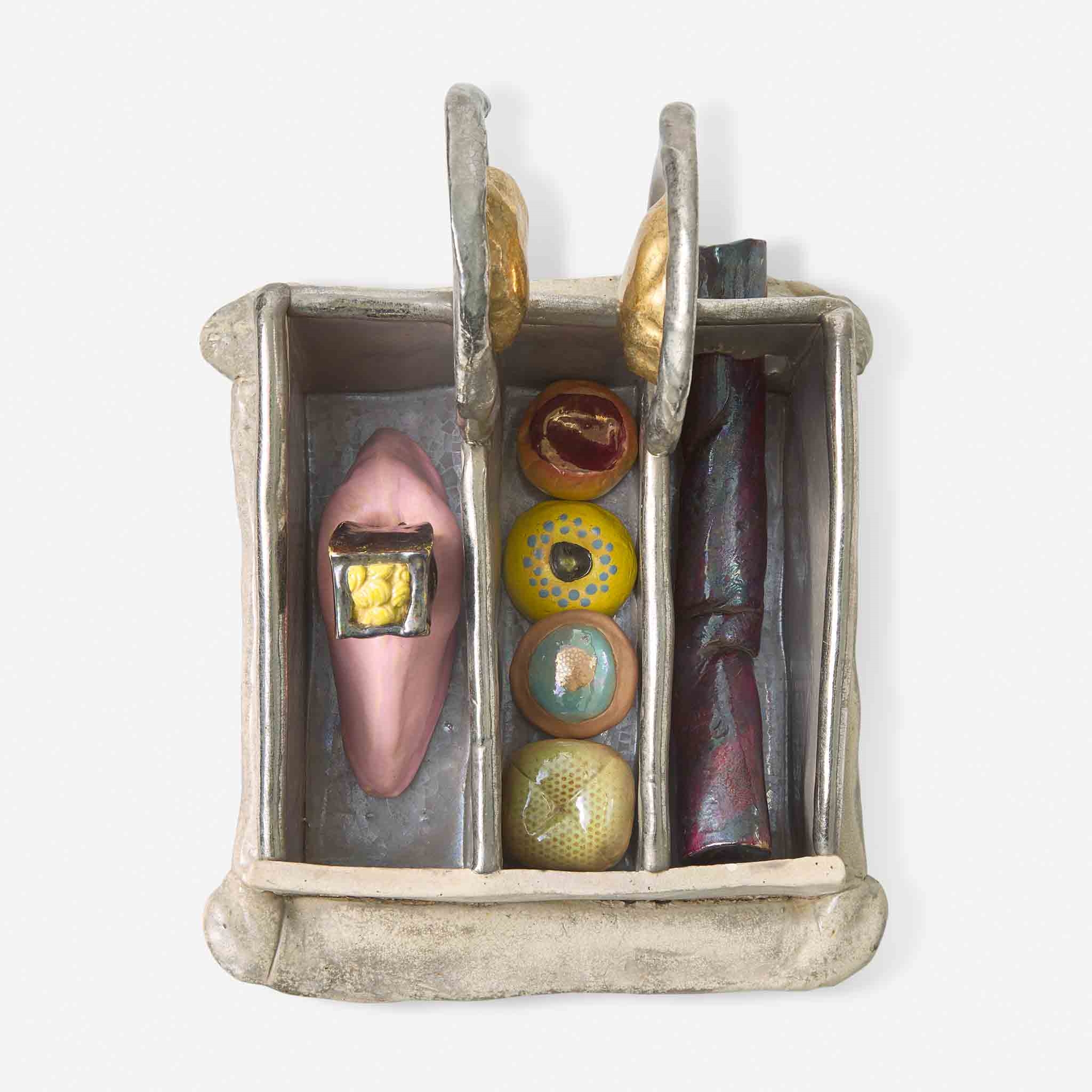 Artwork by Jackie Rice, Painted Ceramic Biscuit Box, USA, circa late 1960s, Made of Painted and glazed earthenware