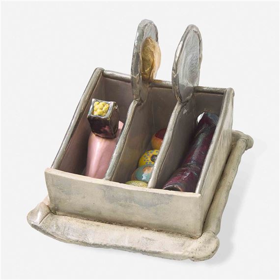 Painted Ceramic Biscuit Box, USA, circa late 1960s - Jackie Rice