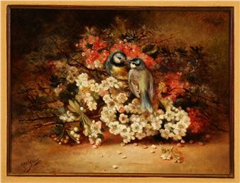 Meisenpaar in Blütenästen - Minnie F. W. Gilbert