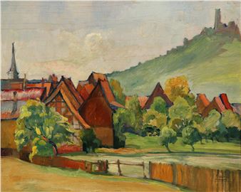 'Krofdorf bei Giessen' mit Burg Gleiberg - Friedrich August Herkendell