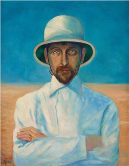 Portrait depicting the writer Stig Bendixon. - Astrid Forssell Gullstrand