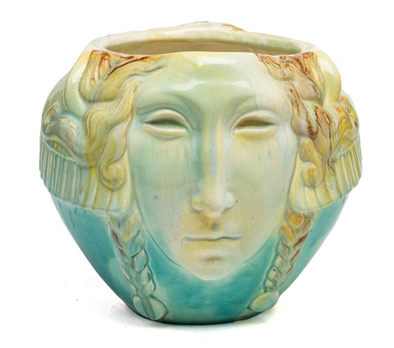 Edgardo Simone | Ceramic Vase With Low Relief Faces | MutualArt
