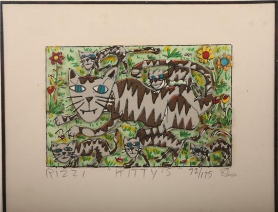 通販ポイント James Rizzi 「CAT ON A CAN」3Dアート 豪華額装 【公式