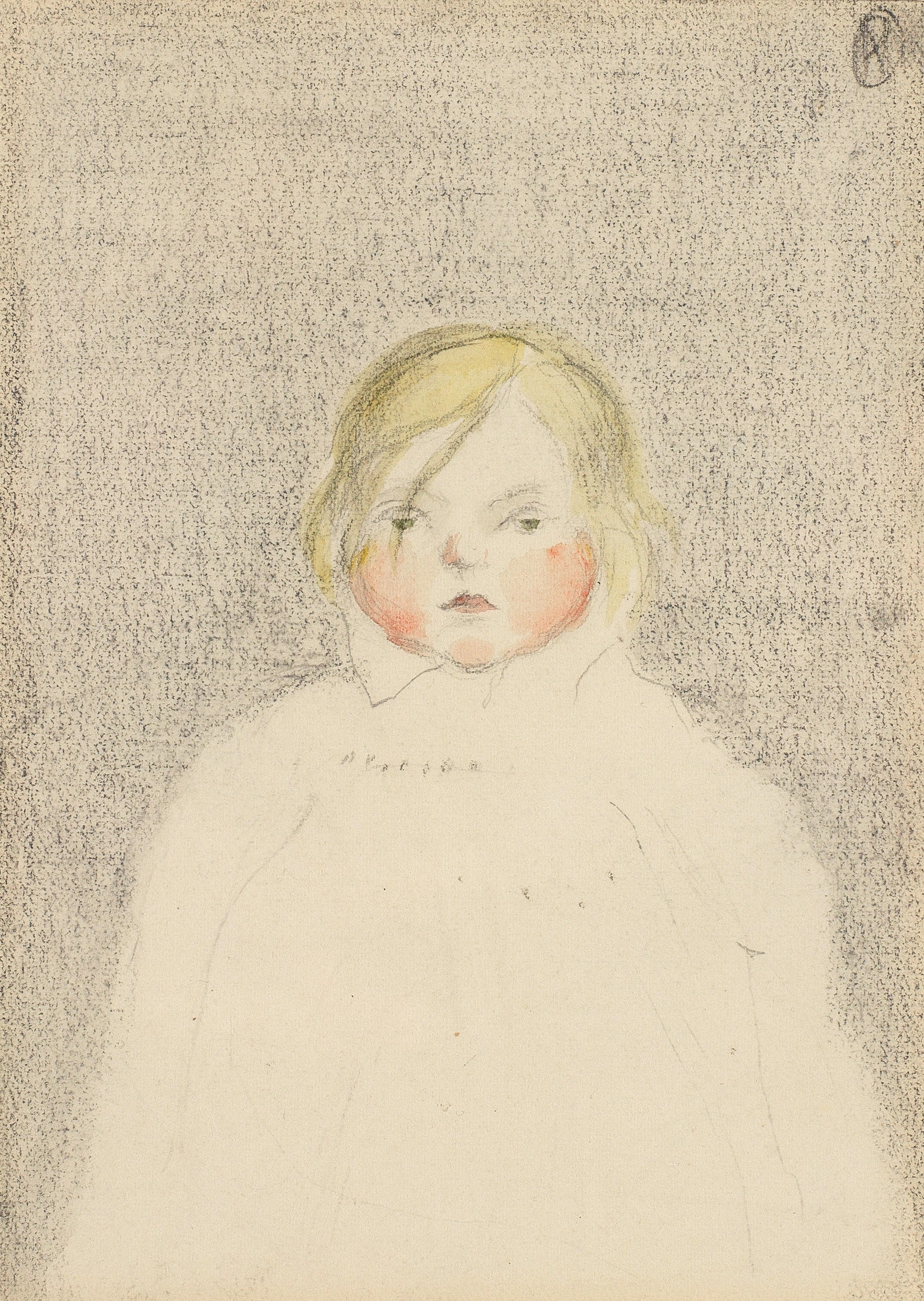 Artwork by Paul Nash, Eileen Demanding the Vote. (Help!), Made of crayon, pencil and watercolour on paper