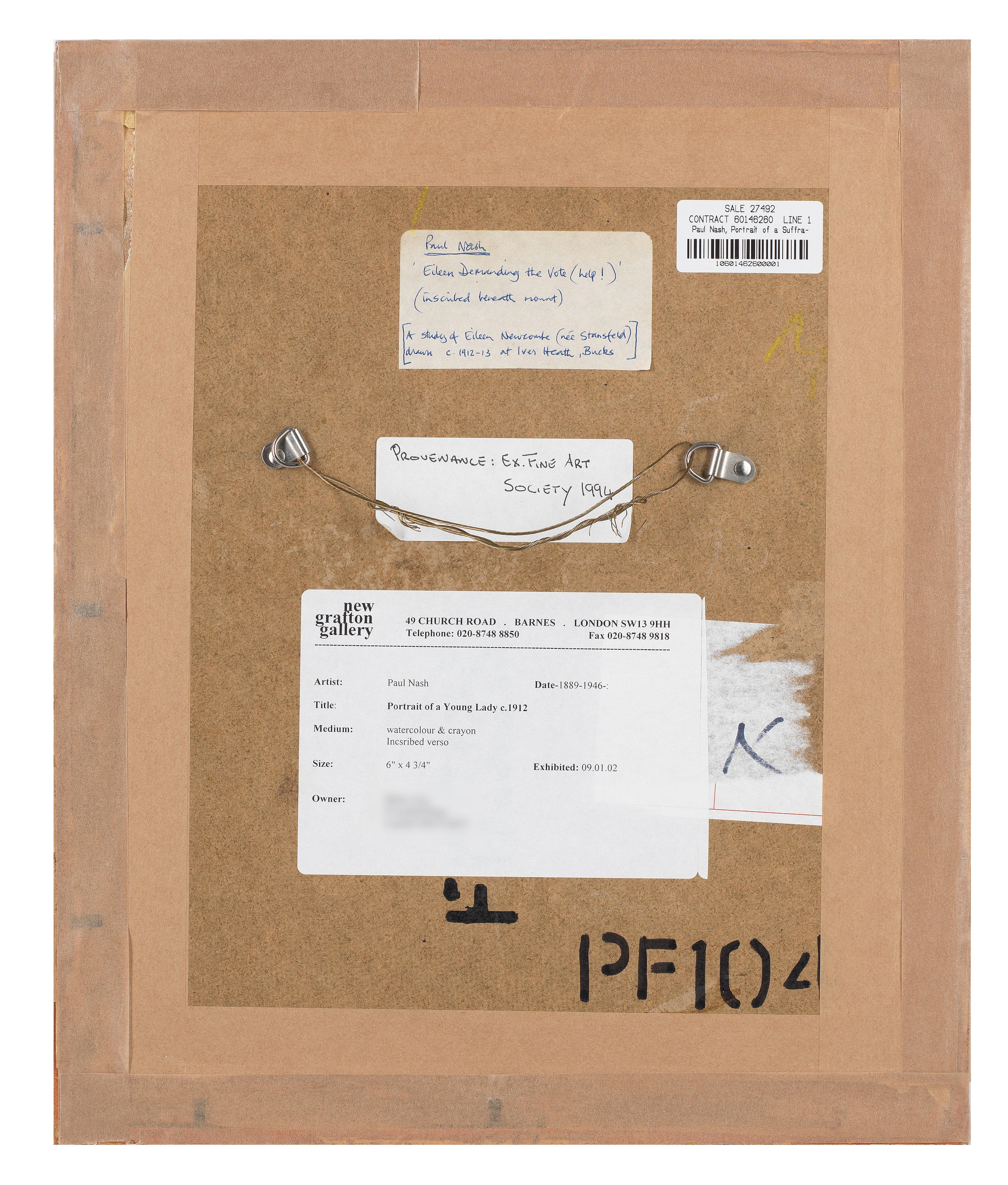 Artwork by Paul Nash, Eileen Demanding the Vote. (Help!), Made of crayon, pencil and watercolour on paper