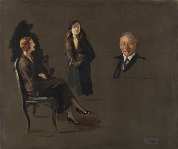 Portrait Studies for 'HRH The Prince of Wales receiving from the Lord Mayor, Letters Patent under the Mayoralty Seal granting Livery to the Honourable Company of Master Mariners' by John Lavery
