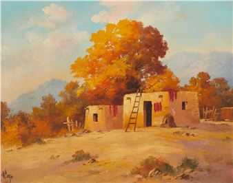 Adobe hut in a fall landscape - Willard Page