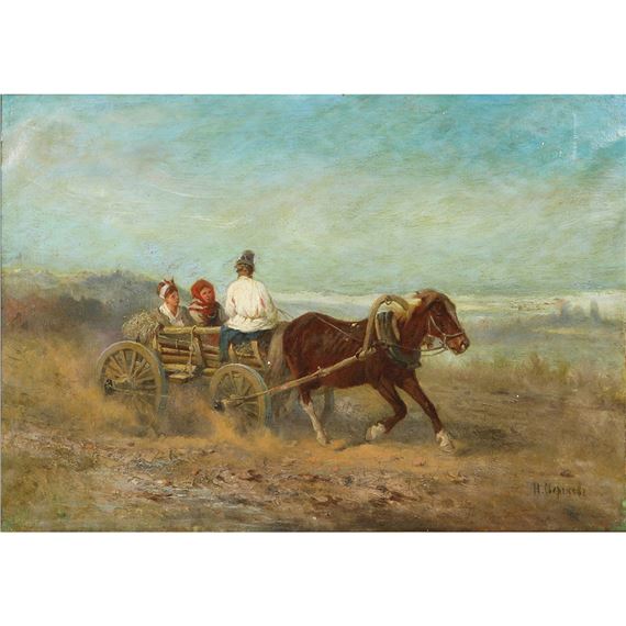 Bauern mit Pferdefuhrwerk by Nikolai Svertschkoff Sverchkov